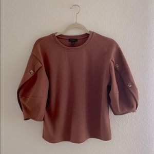 Anthropologie brown/rust blouse with button sleeve